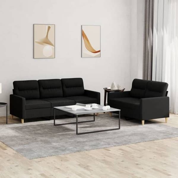 Maison Exclusive - Sæt af 2 sofaer med puder Sort Stof