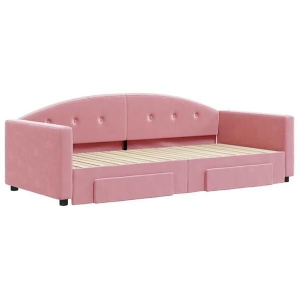 Lisävuode - MAISON EXCLUSIVE - 90x200 - Alusvuode - 2 laatikkoa - Vaaleanpunainen sametti rosa