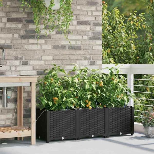 Maison Exclusive - Havekrukke 3 stk Sort 120 x 40 x 37,5 cm PP