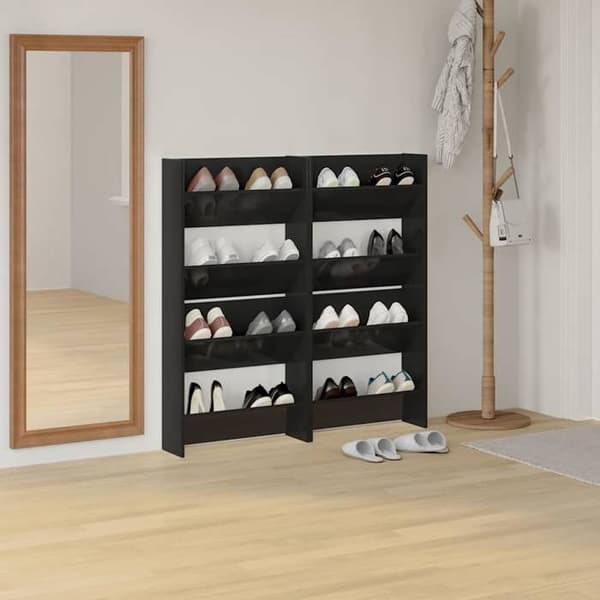 Maison Exclusive - Væghængte skoskabe 4 stk sort blank 60x18x60 cm