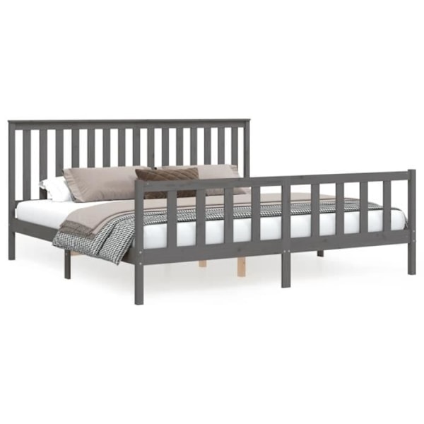 Sängynrunko ilman patjaa harmaa 200x200 cm massiivi mäntypuu101 [cm] Grå