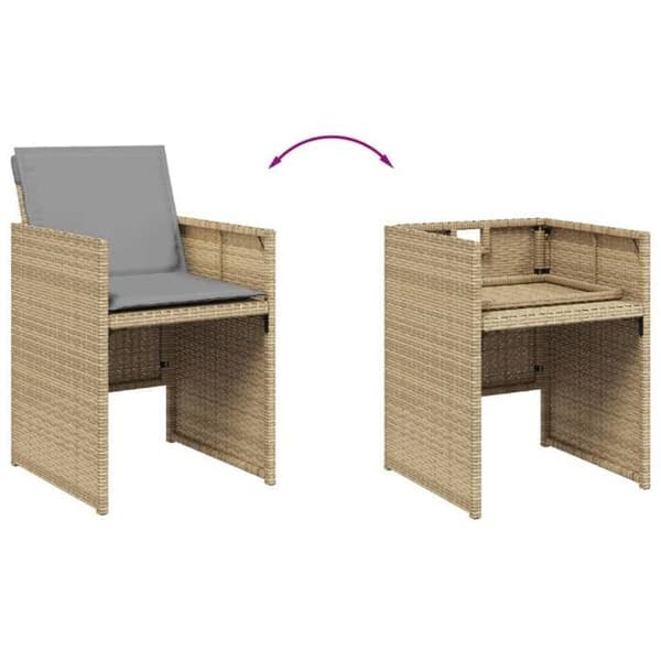 Maison Exclusive - Puutarhakalustesarja tyynyillä 7 kpl beige sekoitettu rottinki
