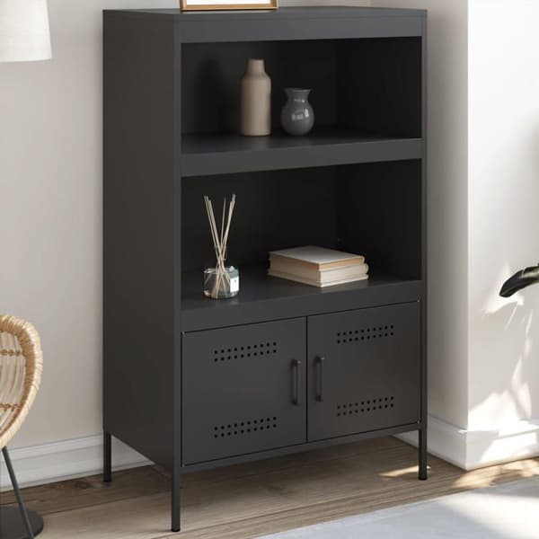 Maison Exclusive - Sort høj buffet 68x39x113 cm stål Svart