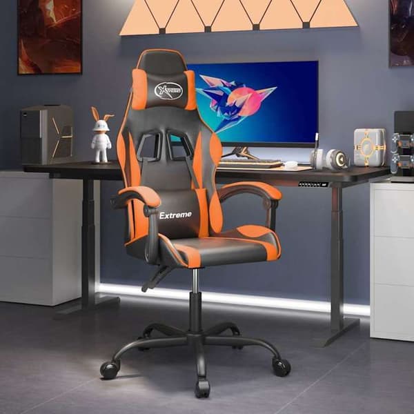 Maison Exclusive - Spilstol i sort og orange kunstlæder