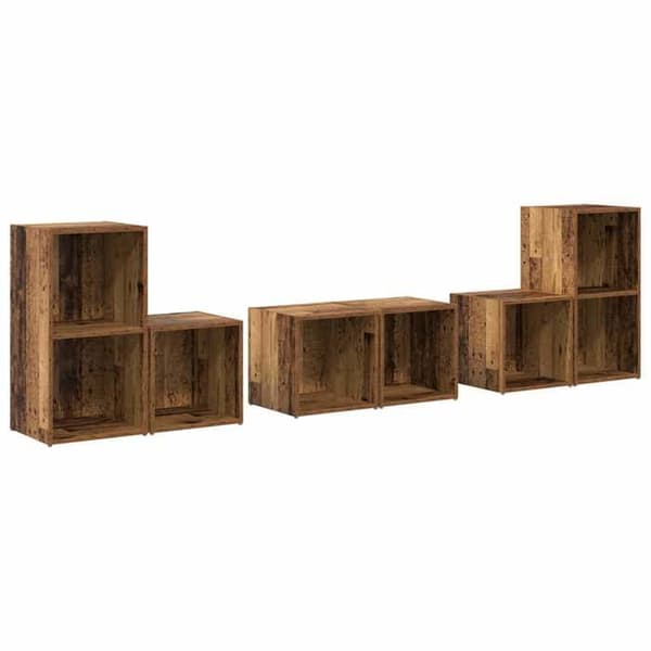 TV-möbel - EXKLUSIV HEM - 6-delars set - Ingenjörsträ - Brun - Modern väggdesign