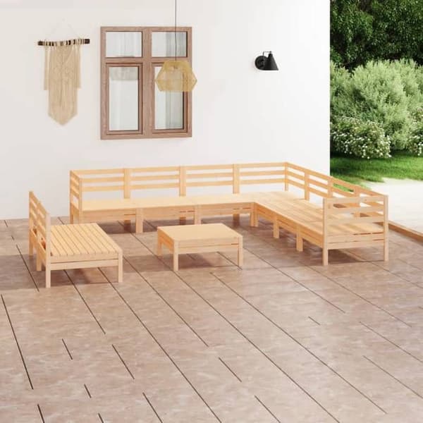 Maison Exclusive - 10 osan puutarhakalustesarja massiivipuusta
