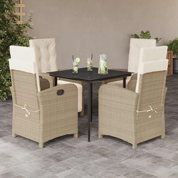 Maison Exclusive - Puutarhakalusteryhmä tyynyillä 5 kpl Beige polyrottinki