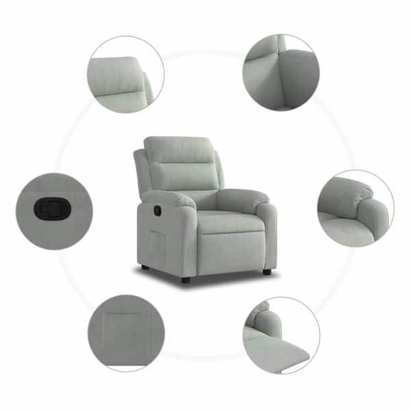 Maison Exclusive - Ljusgrå velour fåtölj med lutning