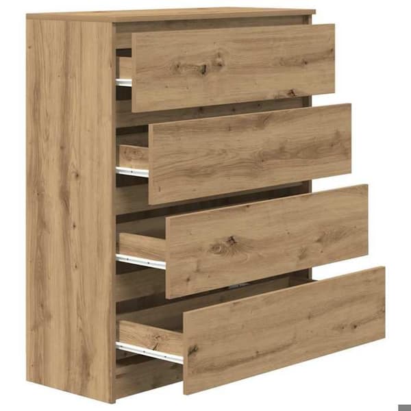 Maison Exclusive - Buffet i egetræ, håndlavet 80x35x99 cm, ingeniørtræ Ek