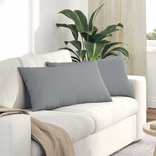 Soffkuddar - EXKLUSIV HEM - 80 x 40 cm - Ljusgrå - Polyester - Set om 2 avtagbara Ljusgrått