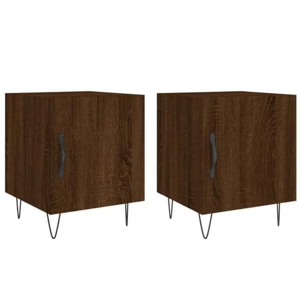 Maison Exclusive - Natborde 2stk egetræ brun 40x40x50cm ingeniørtræ Brun ek