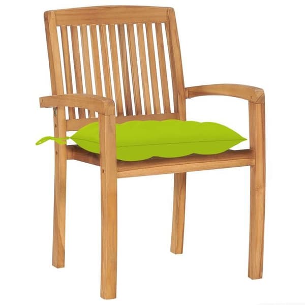 Maison Exclusive - Stapelbara trädgårdsstolar med kuddar, set om 4, i solid teak Ljusgrön (kudde)