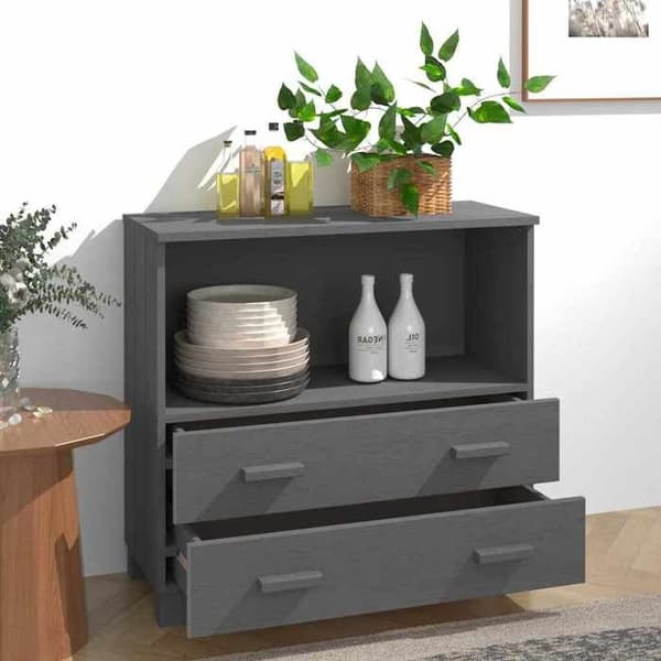 Maison Exclusive - Buffé HAMAR Mörkgrå 85x35x80 cm Massivt furu