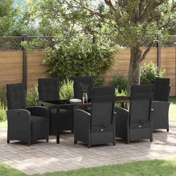Maison Exclusive - 7 pc have spisebordssæt i sort polyrotin Svart