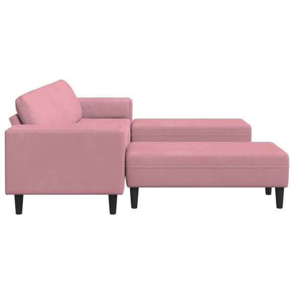 Soffa - MAISON EXCLUSIVE - 3 platser - Rosa - Polyester tyg - Svarta ben Ros