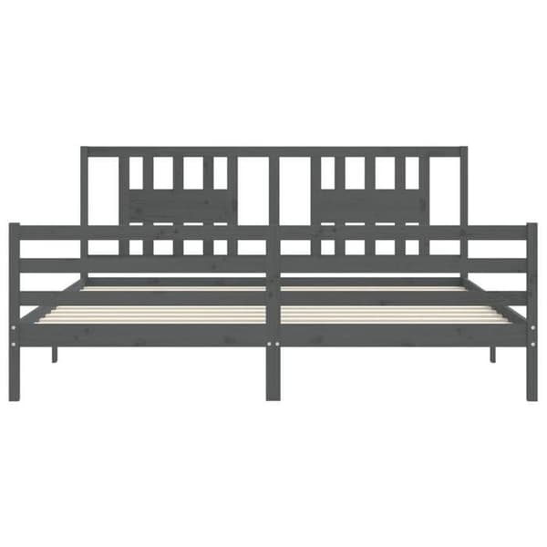 Sängram - Exklusivt Hem - grå - massiv furu - 200 x 200 cm grå