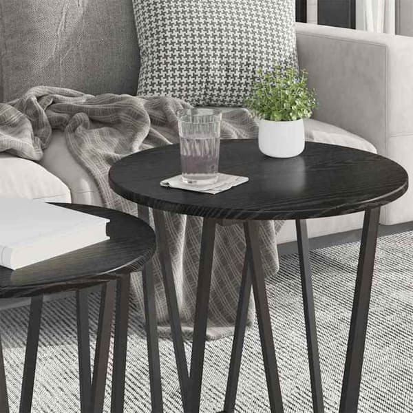Maison Exclusive - Sæt af 2 sideborde, Sort eg 50 x 50 x 50,5 cm svart ek