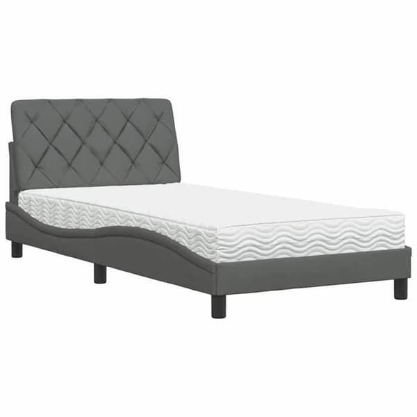 Maison Exclusive - Tummanharmaa sänky patjalla 100x200 cm kangas mörkgrå