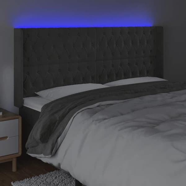 Maison Exclusive - LED-päätyharso Tummanharmaa 203x16x118/128 cm Sametti mörkgrå