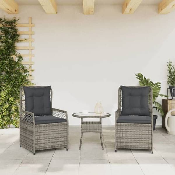 Maison Exclusive - Trädgårdsfåtöljer i grå vävd resin, set om 2