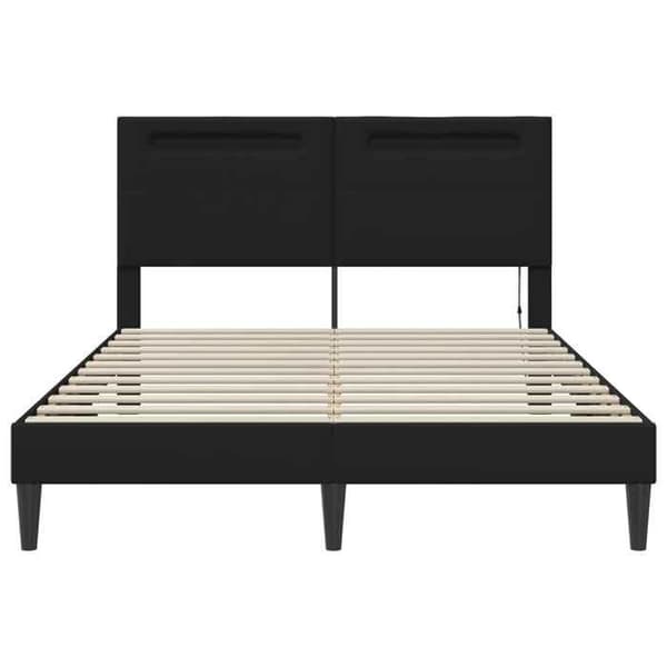 Maison Exclusive - Sengestel med LED-striber Sort 160 x 200 cm Kunstlæder Svart