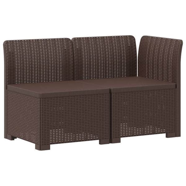 Maison Exclusive - Trädgårdssoffa 2 platser med kuddar i rottlook PP Brun