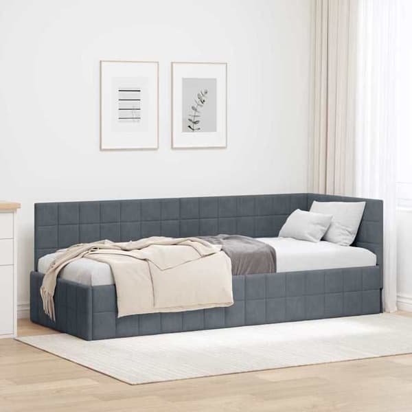 Maison Exclusive - Mörkgrå hörnsängram 80 cm x 200 cm Sammet