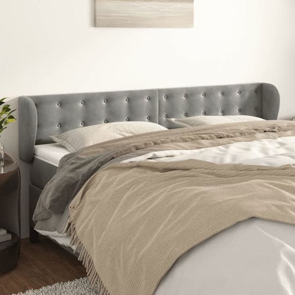 Maison Exclusive - Pääty, jossa korvat, Vaaleanharmaa 203x23x78/88 cm Sametti Ljusgrått