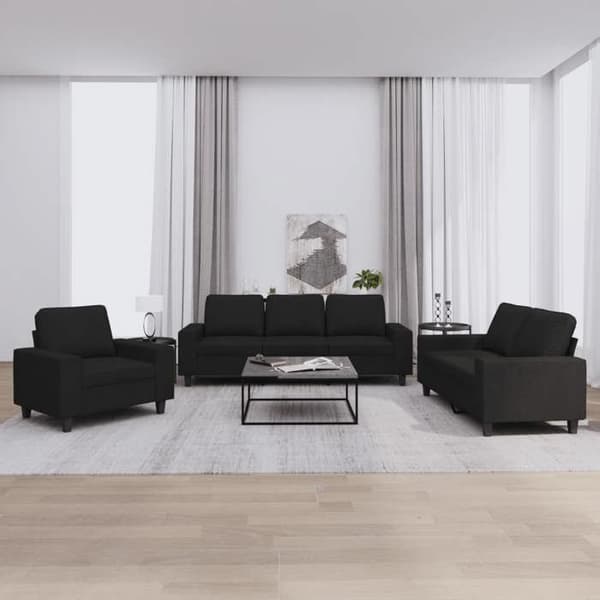 Maison Exclusive - 3-delars soffgrupp svart tyg