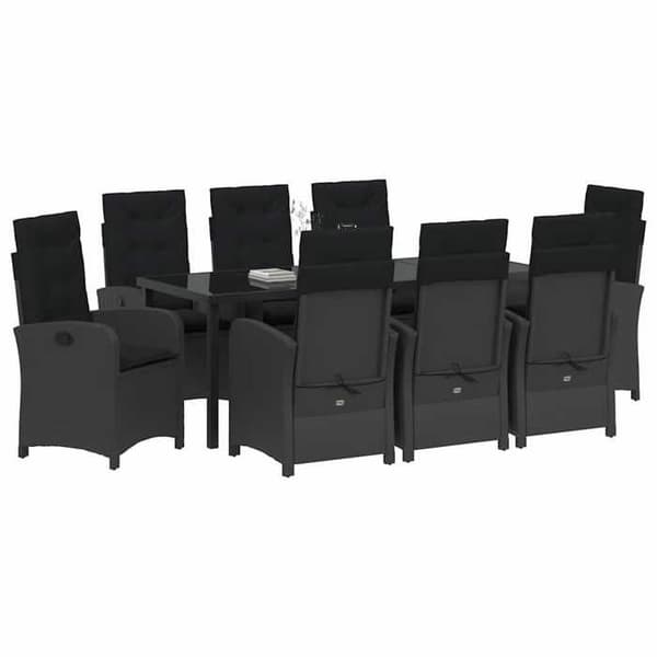 Maison Exclusive - 9 pc have spisebordssæt i sort polyrotin Svart