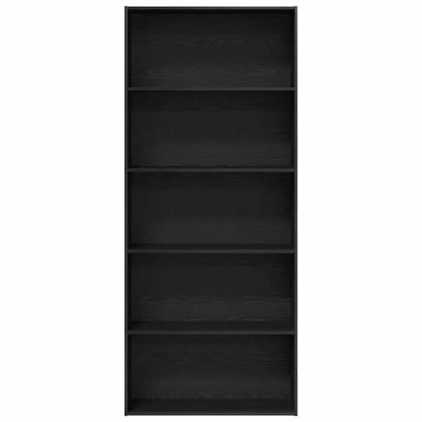 Maison Exclusive - Bibliotek i sort egetræ 80x30x189 cm ingeniørtræ