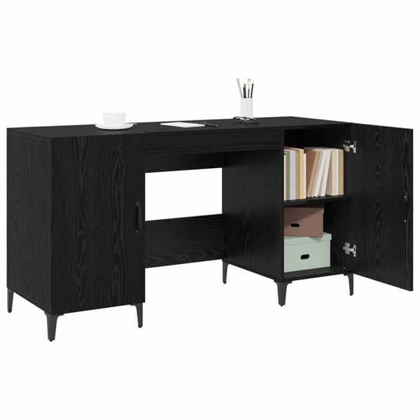 Maison Exclusive - Kontor Sort egetræ Ingeniørtræ 140 x 50 x 75 cm