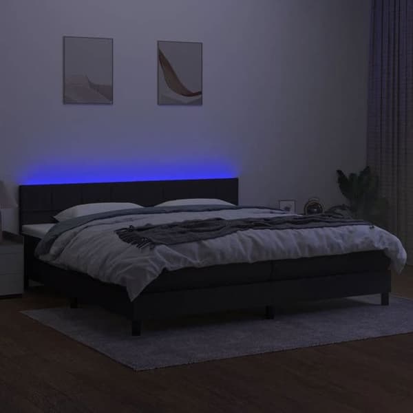 Maison Exclusive - Sengebund med lameller og madras samt LED Sort 200x200 cm Stof