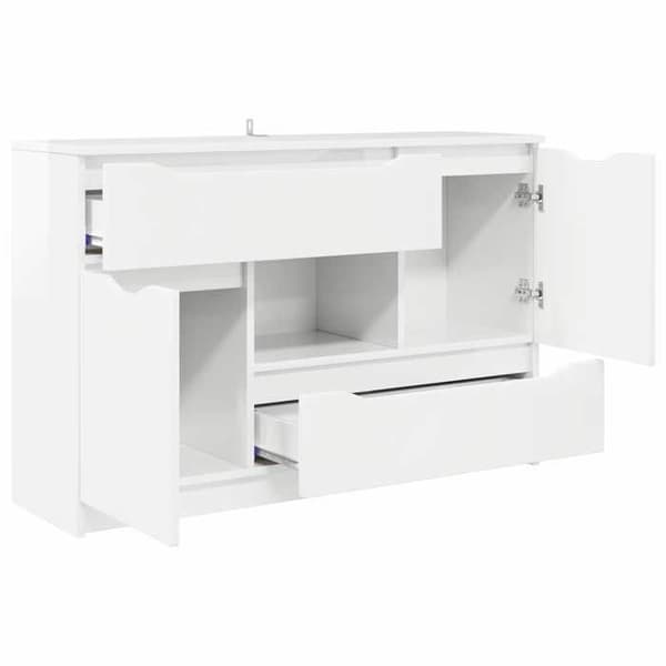 Buffet - EKSKLUSIVT HUS - 100x30x65,6 - Hvid glans - Ingeniørtræ - Rektangulær Vit