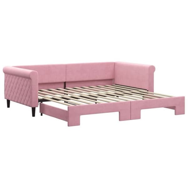 Maison Exclusive - Dagbädd med utdragbar säng rosa 100x200 cm sammet