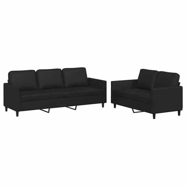Maison Exclusive - Sæt af 2 sofaer med puder i sort kunstlæder