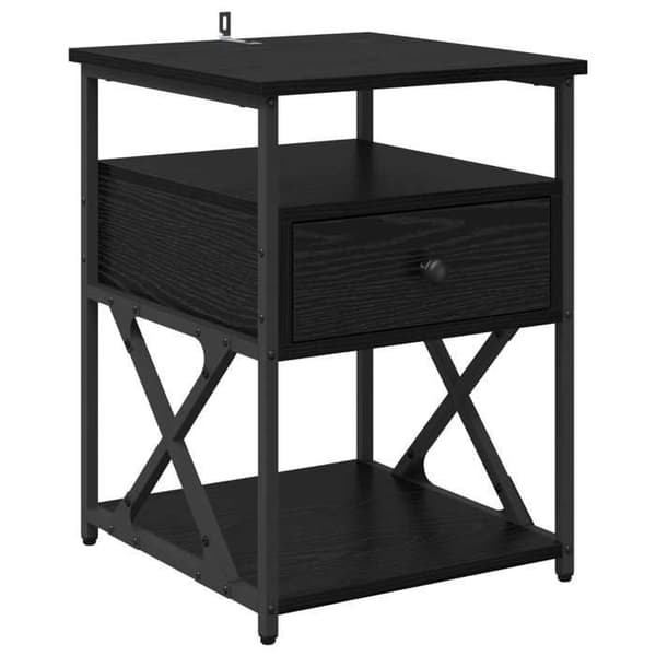 Maison Exclusive - Natbord Sort eg 40 x 42 x 55 cm Ingeniørtræ
