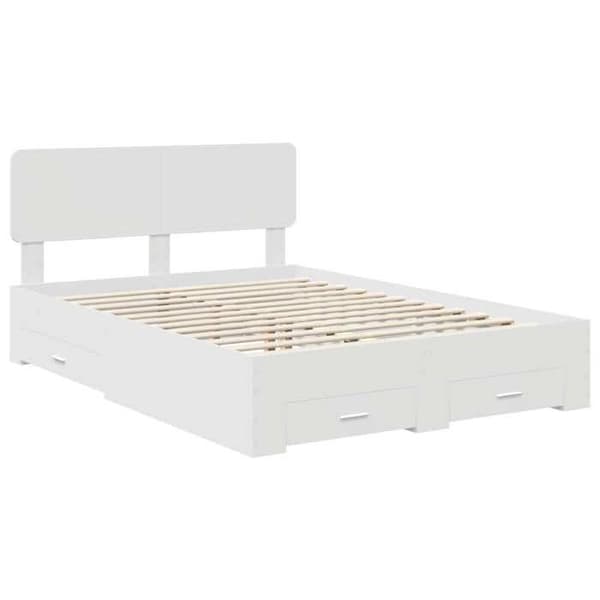 Maison Exclusive - Sängram med låda Vit 140 x 190 cm Ingenjörsträ
