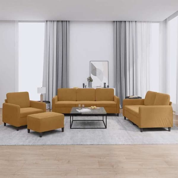 Maison Exclusive - 4 kpl:n ruskea samettisohvasetti