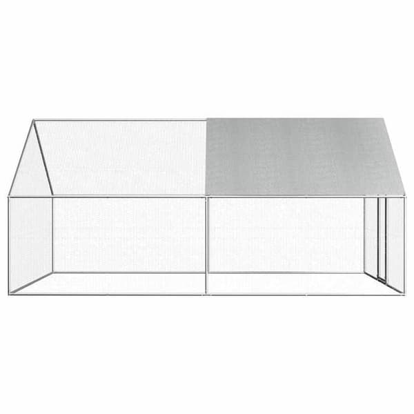 Eksklusiv Hus - Ude Hønsehus 2,75 x 4 x 1,92 m Galvaniseret Stål Silverram och grått tak