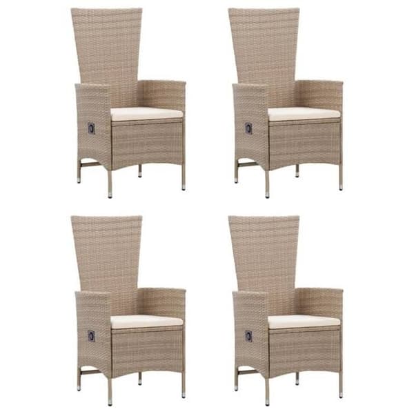 Maison Exclusive - 5 osan puutarhapöytäryhmä Beige Beige (stolar); vit krämkudde
