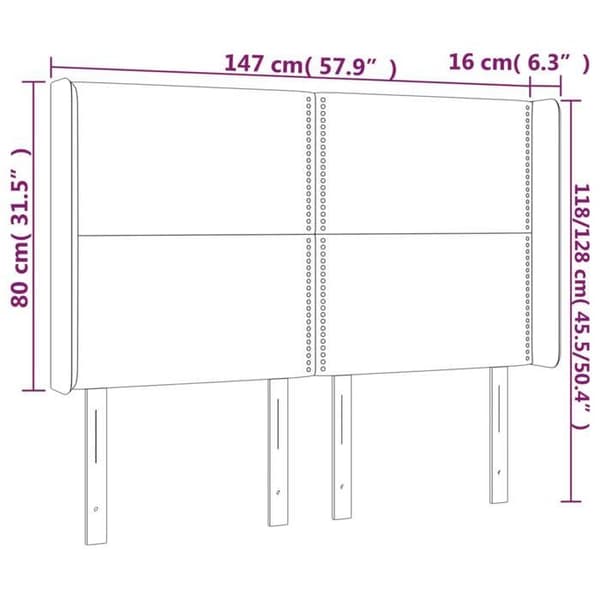 Maison Exclusive - LED Hovedgærde Sort 147x16x118/128 cm Syntetisk Læder