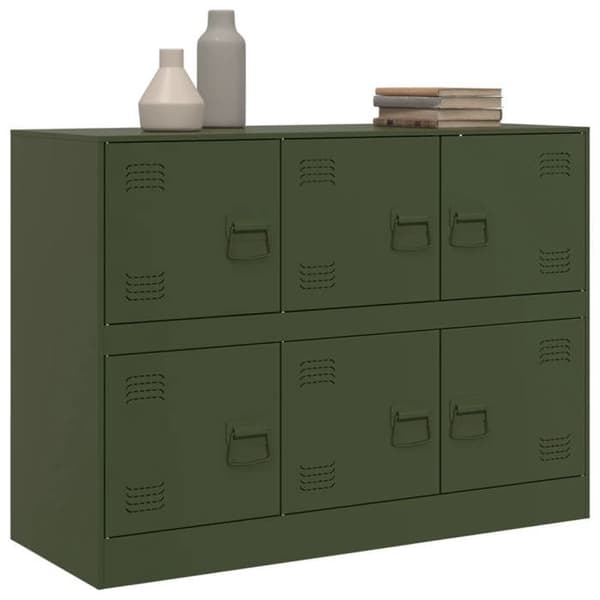 Maison Exclusive - Oliivinvihreä buffet 99x39x73 cm terästä Olivgrön