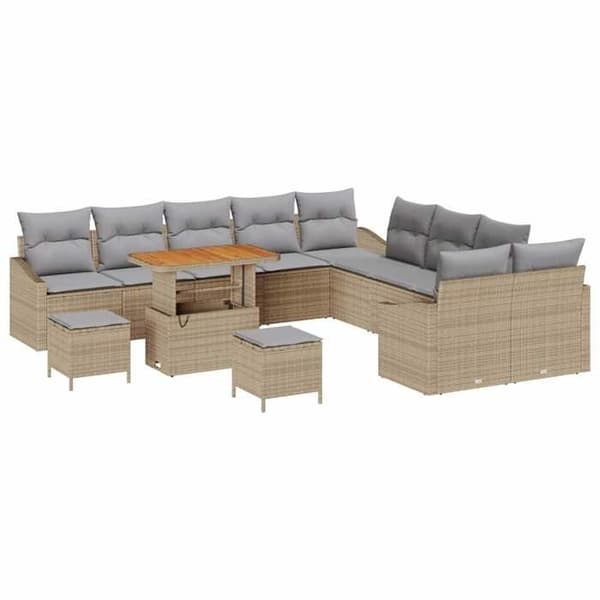 Trädgårdsmöbler - EXKLUSIVT HEM - Set 13 delar - 12 platser - Poly rattan - Beige beige