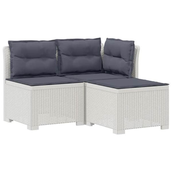 Trädgårdsoff 3 platser - MAISON EXCLUSIVE - Rattanslook - Vit - Polypropen - UV-beständig Vit