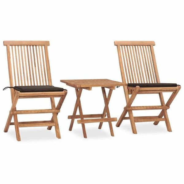 Maison Exclusive - Fällbart utomhusmatbord med kuddar 3 delar Teak Taupe (kudde)