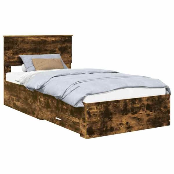 Maison Exclusive - Sängram i rökig ek 100 x 200 cm Ingenjörsträ
