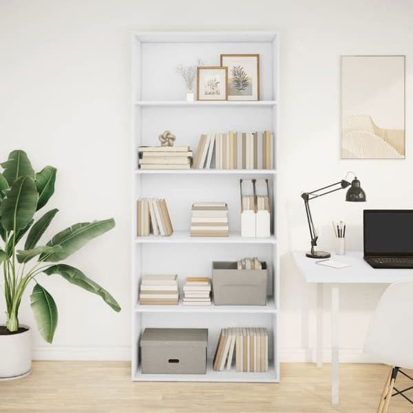 Maison Exclusive - Vit bibliotek 80x30x189 cm ingenjörsträ