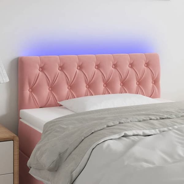 Maison Exclusive - LED-päätyruutu Vaaleanpunainen 100x7x78/88 cm Sametti rosa