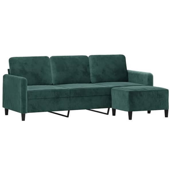 Maison Exclusive - 3-sitssoffa med fotpall Mörkgrön 180 cm Sammet